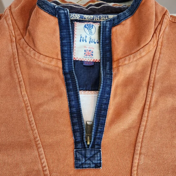 FAT FACE 3XL Airlie Pullover, 1/4 zip-up, kangaroo pocket, orange and blue EUC - Picture 3 of 8